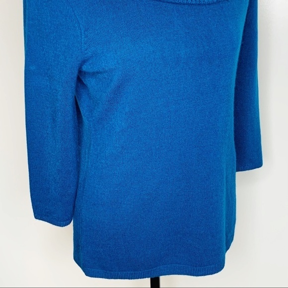 Hampshire Studio Royal Blue Cowl Neck 3/4 Sleeve Sweater Size Medium Petite - Picture 4 of 12